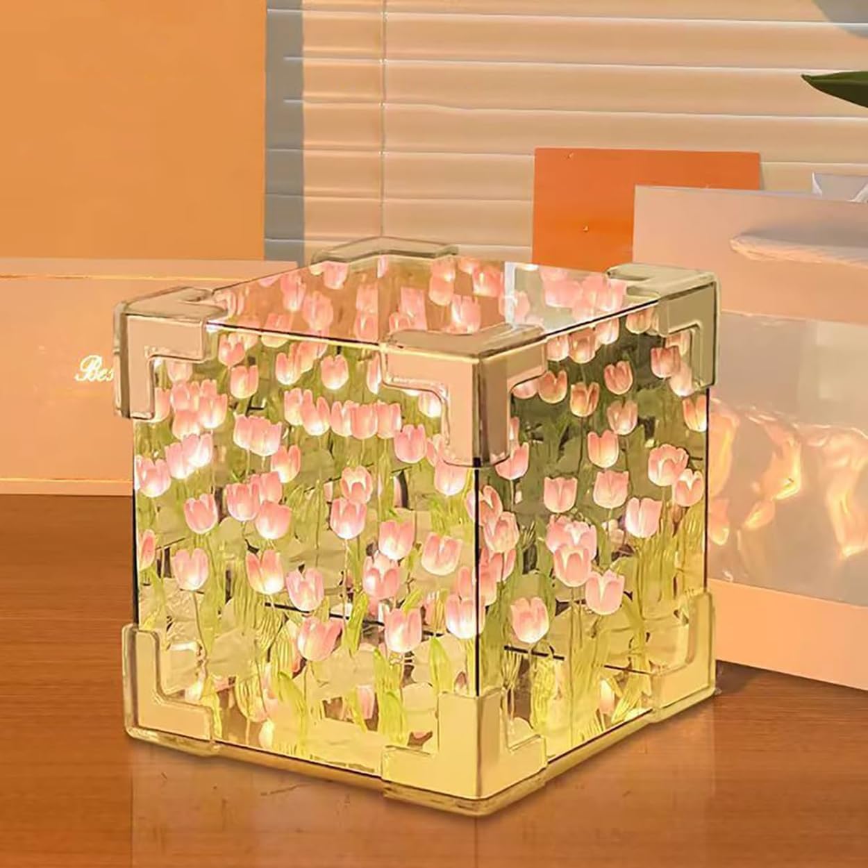 HomeHaul Bazaar-DIY Tulip Cube Mirror Lamp