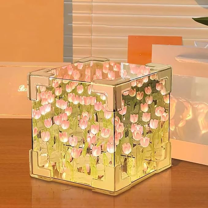 HomeHaul Bazaar-DIY Tulip Cube Mirror Lamp