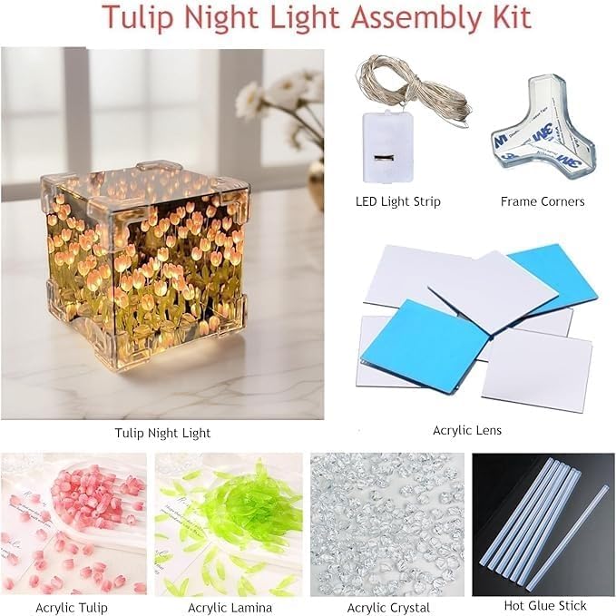HomeHaul Bazaar-DIY Tulip Cube Mirror Lamp