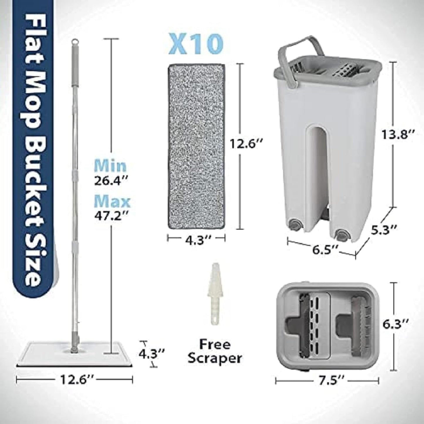 HomeHaul Bazaar-Flat Microfiber Floor Mop With Bucket