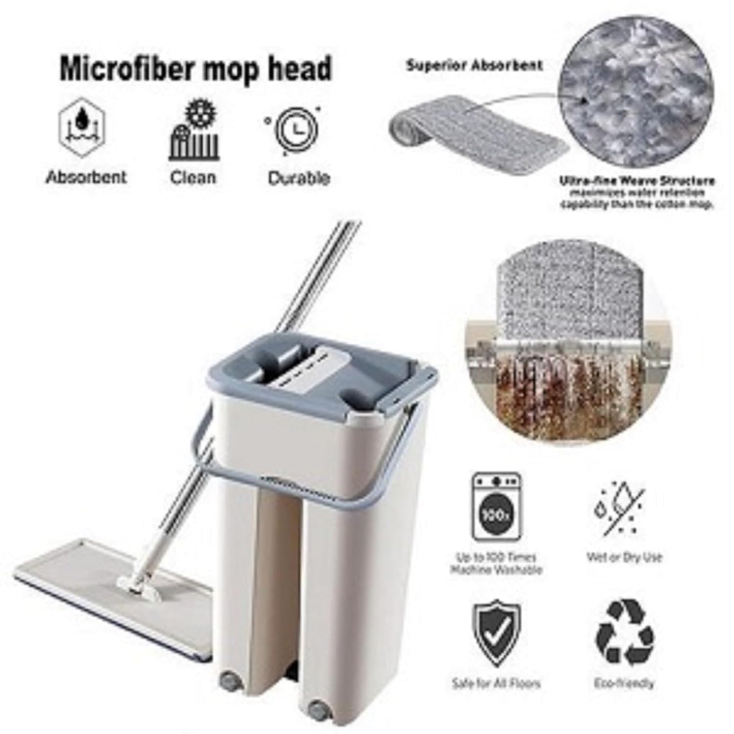HomeHaul Bazaar-Flat Microfiber Floor Mop With Bucket