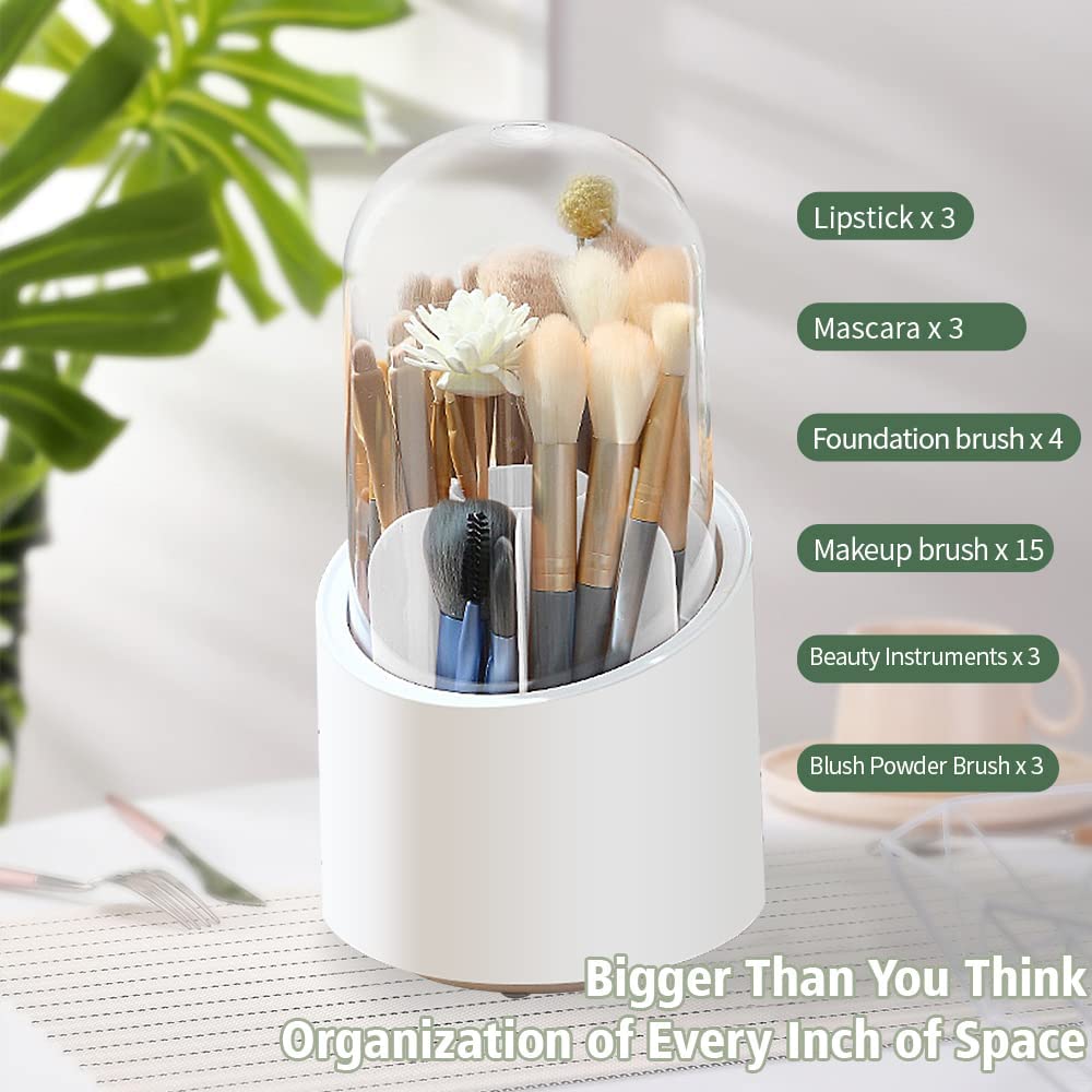 HomeHaul Bazaar-Rotating Cosmetic Brush Storage Box