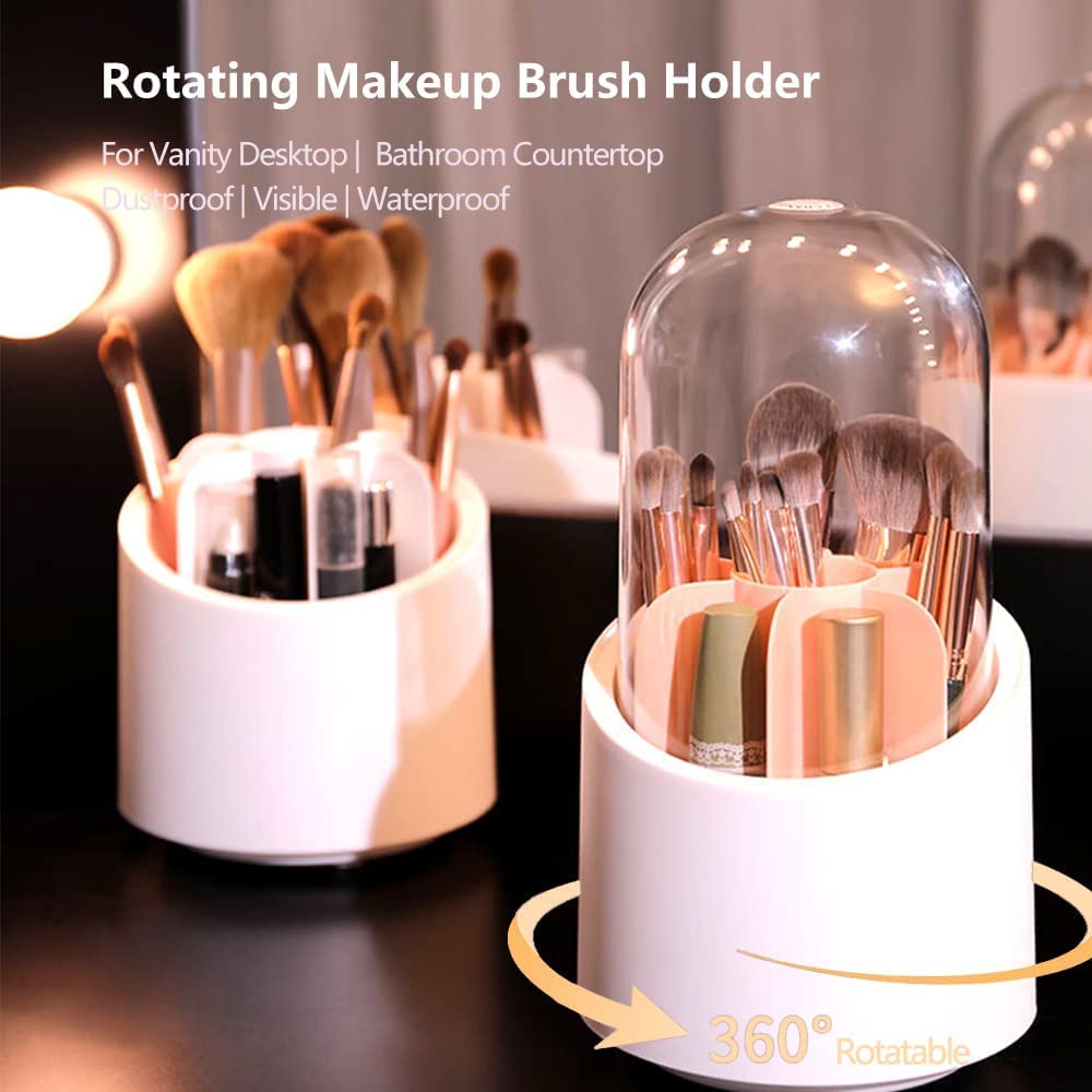 HomeHaul Bazaar-Rotating Cosmetic Brush Storage Box