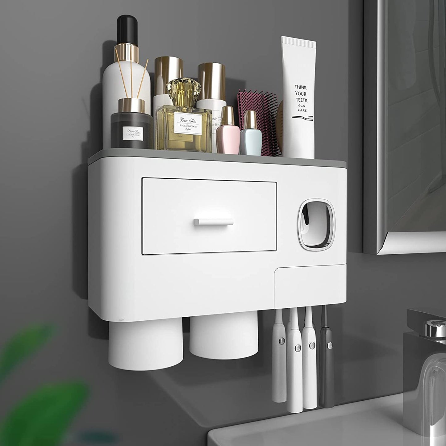 Toothbrush Holder with Automatic Toothpaste Dispenser