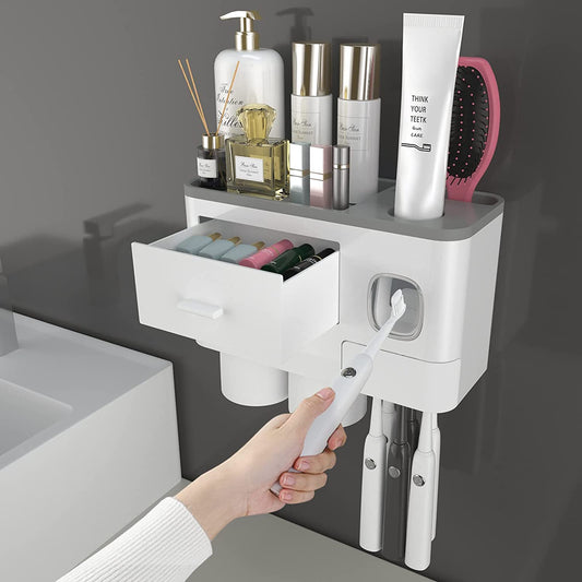 Toothbrush Holder with Automatic Toothpaste Dispenser