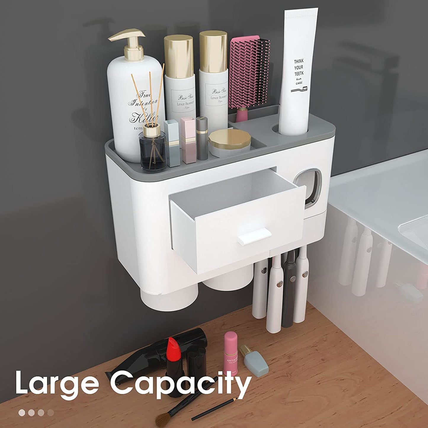 Toothbrush Holder with Automatic Toothpaste Dispenser
