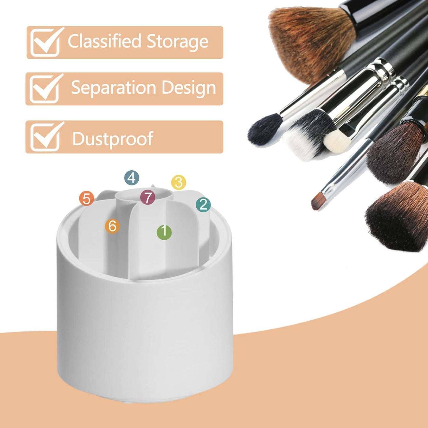 HomeHaul Bazaar-Rotating Cosmetic Brush Storage Box