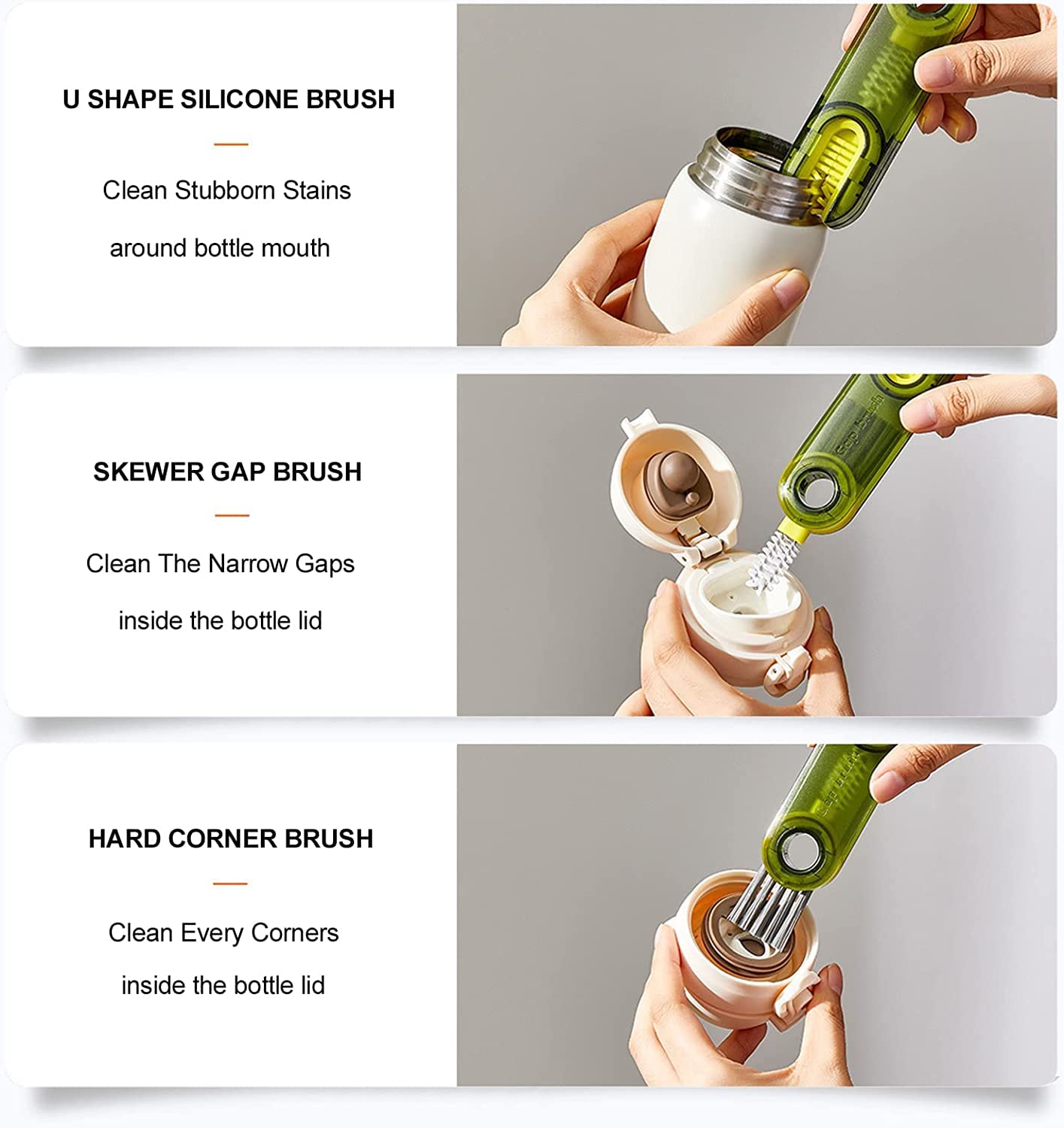 Acrylonitrile Butadiene Styrene Handle 3 In 1 cleaning brush
