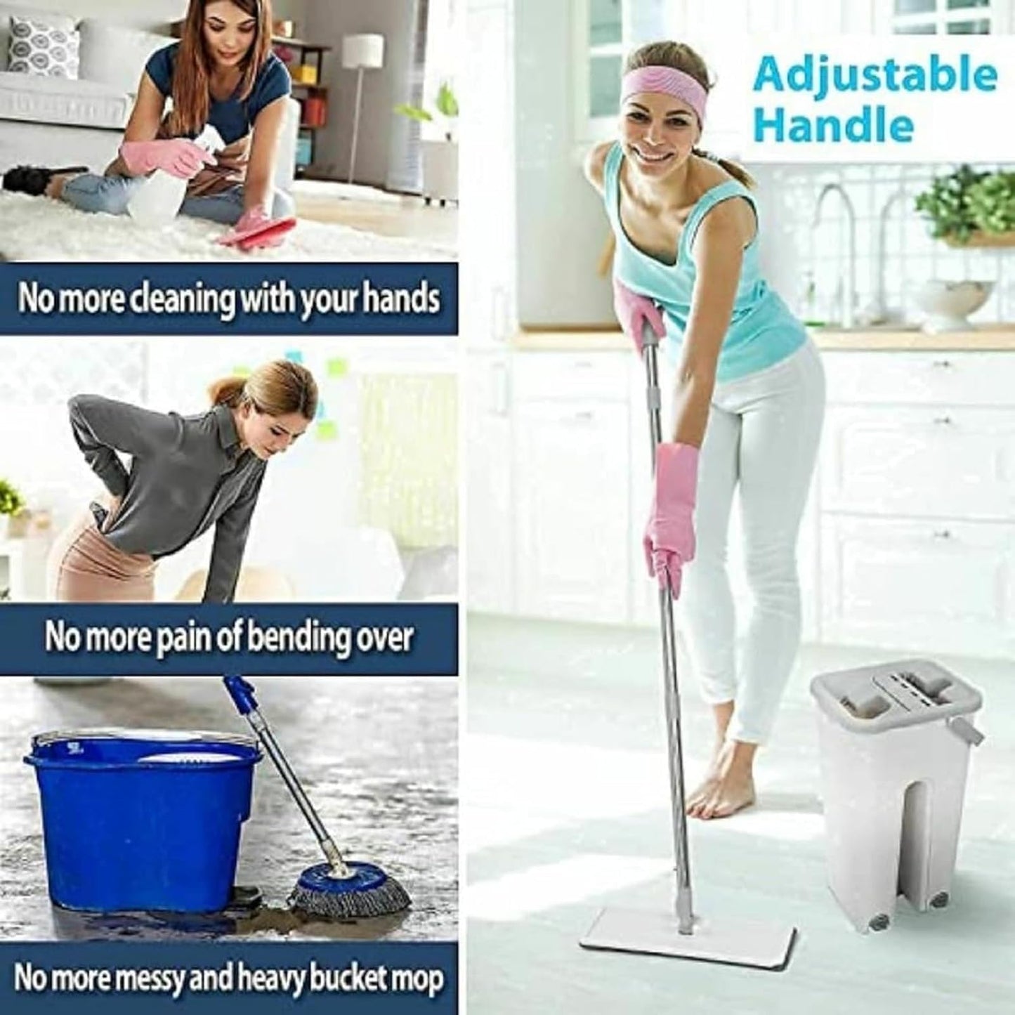 HomeHaul Bazaar-Flat Microfiber Floor Mop With Bucket