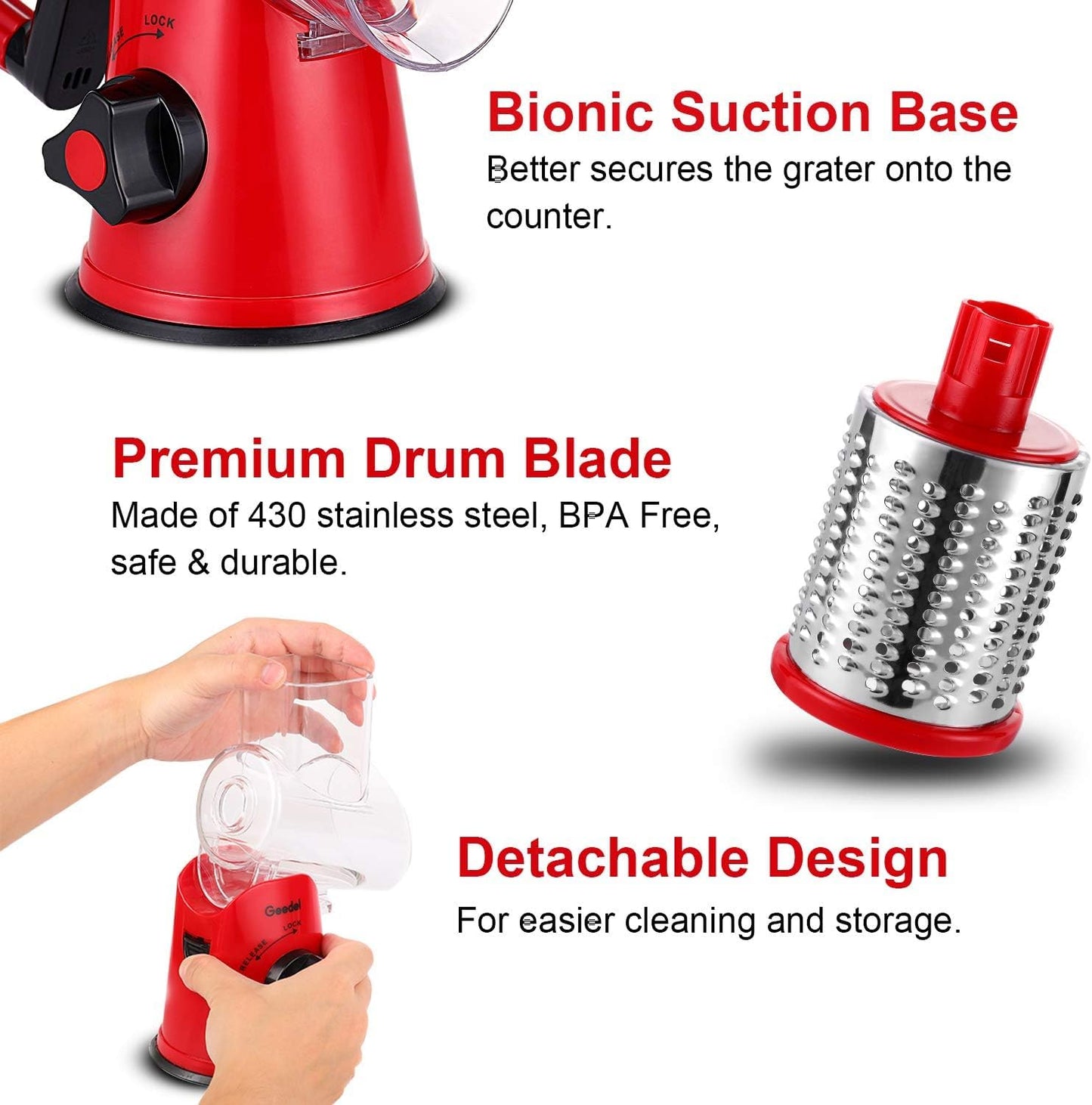 HomeHaul Bazaar-Rotary Cheese Grater and Vegetable Slicer